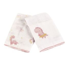 Pano De Boca Bordado Havan Baby - Dino Rosa 