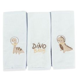 Pano De Boca C/ Prendedor De Chupeta 3 Peças - Dino Bege