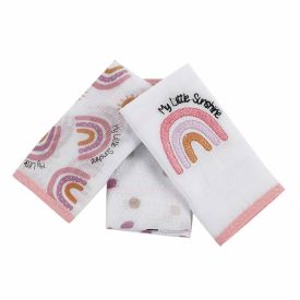 Kit 3 Panos De Boca 32Cm X 32Cm 100% Algodão Havan Baby - Arco-Íris