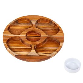 Petisqueira Teca Redonda Com Porcelana Stolf - 1268