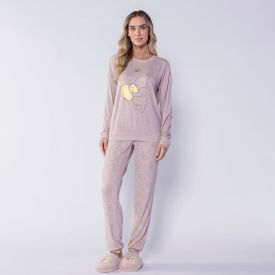 Pijama Feminino Longo Em Malha Tricot Disney Pooh