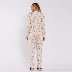 Pijama Feminino Longo em Malha Tricot Camila Moretti Gato