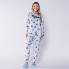 Pijama Feminino Longo Em Plush Disney Stitch