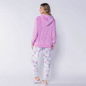 Pijama Feminino Longo Em Plush Magic Sky Camila Moretti Rosa
