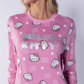 Pijama Feminino Longo Peletizado Sanrio Hello Kitty