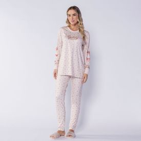 Pijama Feminino Longo Peletizado Teddy Camila Moretti Estampado