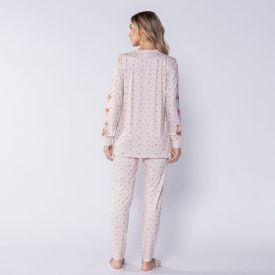 Pijama Feminino Longo Peletizado Teddy Camila Moretti Estampado
