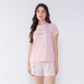 Pijama Feminino Curto Poá Camila Moretti Rosa