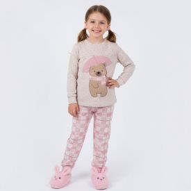 Pijama Infantil Menina 4 a 10 Anos Rainy Teddy Marmelada