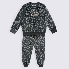 Pijama Infantil Menino 4 a 10 Anos Em Fleece Dino Hot Dog