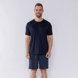 Pijama Masculino Xadrez Com Bolso Marc Alain