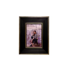 Porta Retrato Madeira 10X15cm Bw Quadros - Preto e Dourado