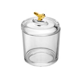 Pote Cristal com Tampa Golden Bird Wolff 8Cm