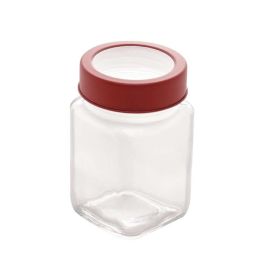 Pote De Vidro Com Tampa Acrílica Lyor 300Ml - Vermelho