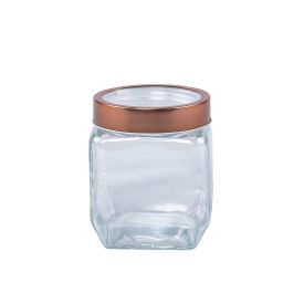 Pote De Vidro Com Tampa Lyor 1,2 Litros - Gold Rosé