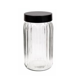 Pote De Vidro Com Tampa Preta Havan Casa 2 Litros - Transparente
