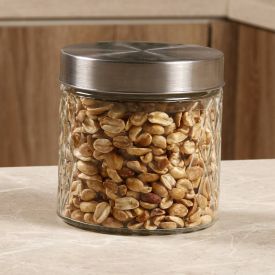 Pote De Vidro Redondo Com Tampa Havan Casa 800Ml - Transparente e Prata