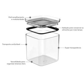 Pote Hermético Block Ou 2,3 Litros - Transparente