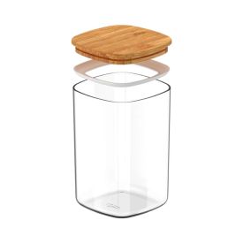 Pote Hermetico Keep Ou 1L - Transparente e Bambu