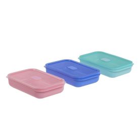 Jogo De Potes Hermético Para Micro-Ondas 500Ml Dup 3 Peças - Colors