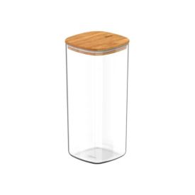 Pote Hermético Quadrado Keep Ou 1,5L - Transparente e Bambu