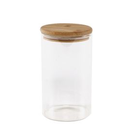 Pote Hermético Redondo Com Tampa Havan Casa 1,3L - Transparente e Bambu