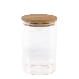 Pote Hermético Redondo Com Tampa Havan Casa 1,1L - Transparente e Bambu
