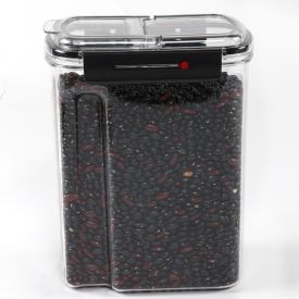 Pote Hermético Retangular De Plástico Havan Casa 4 Litros - Transparente e Preto