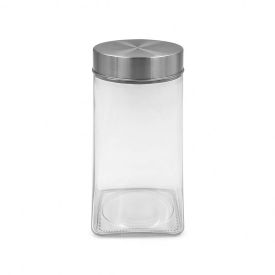 Pote Quadrado Com Tampa Em Metal Havan Casa 1,5 Litro - Vidro