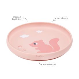Pratinho Em Silicone Com Ventosa Cloudy Buba - Rosa Claro
