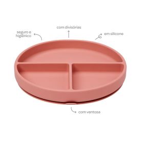 Pratinho Em Silicone Com Ventosa E Divisória Buba - Rosa Escuro