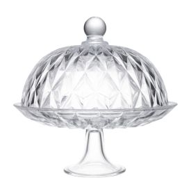 Prato para Bolo com Pé e Tampa Diamond 25Cm - Lyor
