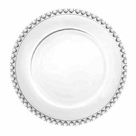 Prato Raso Lyor Borda Coração 28Cm - Vidro Transparente