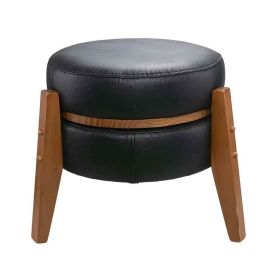 Puff Multiuso Jakarta 39X41 Cm Havan Casa - Preto/Couro Sintético