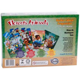 Conjunto 4 Quebra-Cabeças Floresta Animada Toia - Verde