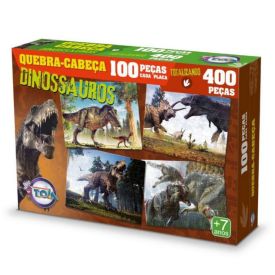 Quebra-Cabeça Puzzle Dinossauros 4 em 1 Toia - 12150
