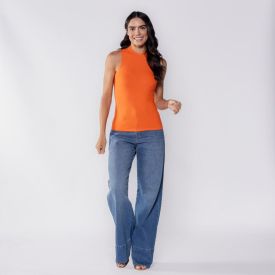 Regata Feminina Canelada Patricia Foster Laranja