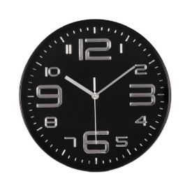 Relógio De Parede Com Fundo Preto Havan Casa 30 Cm - Prata