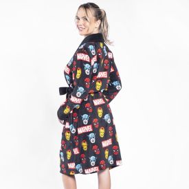 Roupão Adulto Feminino Microfibra G Disney - Marvel Grafite