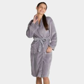 Roupão Adulto P Microfibra Paris Havan Casa - Cinza Amianto