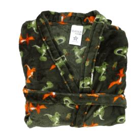 Roupão Infantil G Microfibra Lumini Havan Kids - Dinossauro Verde