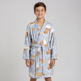 Roupão Infantil G Microfibra Lumini Havan Kids - Capivara Astronauta