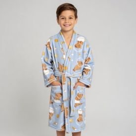 Roupão Infantil m Microfibra Lumini Havan Kids - Capivara Astronauta