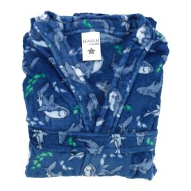 Roupão Infantil P Microfibra Lumini Havan Kids - Tubarão Azul