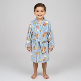 Roupão Infantil P Microfibra Lumini Havan Kids - Capivara Astronauta
