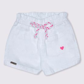 Shorts 1 a 3 anos Sarja Clochard Bordado Yoyo Kids Branco