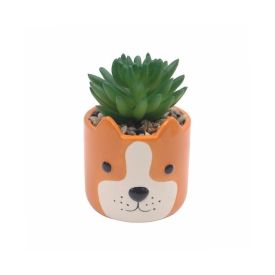 Suculenta Artificial Com Vaso Havan Casa 13 Cm - Laranja