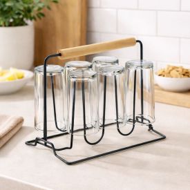 Suporte para 6 Copos Eco Design Black Arthi - Preto