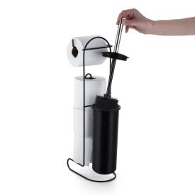 Suporte Para Papel Higiênico Com Escova Sanitária Black Arthi - Aço