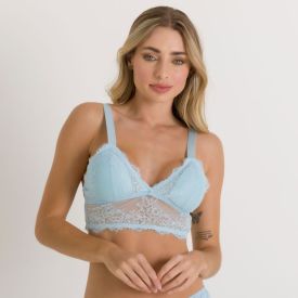 Sutiã Top Em Renda Camila Moretti Azul Claro